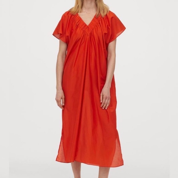 H&M Trend Premium Silk Blend Kaftan Dress Orange L - Picture 1 of 3